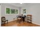 Bedroom with hardwood floors, lots of natural light, a desk with a printer and a chair near a wooden shelving unit at 553 Collingwood Dr, Decatur, GA 30032