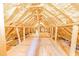 Bright attic space with exposed wood beams and rafters showing insulation and carpet at 100 Marshas Vineyard, Hampton, GA 30228