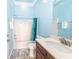 Bathroom with walk in shower and single sink vanity at 100 Marshas Vineyard, Hampton, GA 30228
