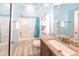 Bathroom featuring a shower-tub combo and a granite-topped vanity at 100 Marshas Vineyard, Hampton, GA 30228