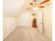 Spacious carpeted room with ceiling fan and doorway at 100 Marshas Vineyard, Hampton, GA 30228