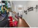 Welcoming foyer with hardwood floors, staircase with wood railing, and views of the living area at 3504 Castleberry Village Cir # 36, Cumming, GA 30040