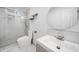 Modern bathroom features glass enclosed shower, sleek vanity and modern fixtures at 773 Minor Oaks Nw Run, Lilburn, GA 30047