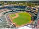 Aerial view of Truist Park, home of Atlanta Braves, featuring vibrant green baseball field at 408 Coleraine Se, Smyrna, GA 30080