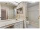 This bathroom shows the sink and vanity area with the shower to the right at 408 Coleraine Se, Smyrna, GA 30080