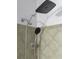 Contemporary shower head with diamond tile backsplash and sleek design at 4046 Creekview Ridge Dr, Buford, GA 30518