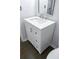 Bathroom featuring a white vanity, a stainless faucet and hardware, and dark wood floors at 4046 Creekview Ridge Dr, Buford, GA 30518