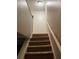 Carpeted stairs with a white handrail leading upstairs at 5570 Chemin De Vie, Atlanta, GA 30342