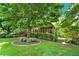 Beautiful backyard featuring mature trees, lush landscaping, and a screened-in porch at 230 Channings Lake Dr, Lawrenceville, GA 30043