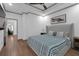 Bedroom with a ceiling fan, hardwood floors, and a modern design at 208 Wade Creek Rd, Alpharetta, GA 30009