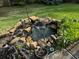 Beautiful water feature with rocks, pond plants and landscaping in the back yard at 710 Oxford Crest Ct, Lawrenceville, GA 30043