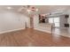 Open-concept living space with hardwood floors seamlessly connecting to the kitchen, ideal for modern living at 2510 Brentwood Ct, Decatur, GA 30032