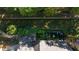 An aerial view of the property showing the back yard with manicured lawn and patio seating at 6305 River Chase Cir, Atlanta, GA 30328