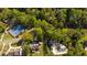 Drone shot of tennis court, pool, and homes with landscaping at 6305 River Chase Cir, Atlanta, GA 30328