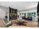 Open-concept living room with a bar area, hardwood floors, and plenty of seating at 6305 River Chase Cir, Atlanta, GA 30328