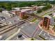 An aerial view of a railroad pedestrian bridge with surrounding streets and rooftops at 4527 Dallas St, Acworth, GA 30101