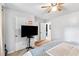Comfortable bedroom with neutral tones and two access doors at 6628 Londonderry Dr, Morrow, GA 30260