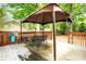Back deck features outdoor dining set and an open view of the fenced-in backyard at 2568 Redfield Dr, Norcross, GA 30071