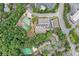 Aerial view of a residential neighborhood with lush greenery, pools, and winding roads at 1045 Endeavour Ct, Marietta, GA 30064
