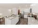 Modern kitchen with granite countertops, stainless steel appliances and an island with a sink at 1315 Aura Ln, Lawrenceville, GA 30045