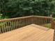 Wooden deck showcasing the railings surrounded by a lush, green landscape at 109 Ivy Crest Dr, Dallas, GA 30157