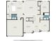 Floor plan of the home's first floor, including the kitchen, living room, bedroom, dining room and garage at 726 Independence Ln, Acworth, GA 30102