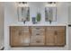 Bright bathroom with double vanity, sleek mirrors, modern fixtures, and decorative plant at 2265 Colony Dr, Canton, GA 30114