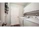 Cozy laundry room features modern washer and dryer, storage cabinets, and a convenient layout at 2350 Laurel Pointe Ln, Lawrenceville, GA 30043