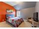 Stylish bedroom with a comfortable bed, side table, and artwork at 366 Highbranch Cir, Lawrenceville, GA 30044