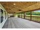 Spacious covered back porch with wood ceiling, ceiling fans and ample seating area at 891 Wooten Ct, Canton, GA 30114