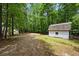 View of a white outbuilding with barn style roof and green surroundings, perfect for storage and hobbies at 891 Wooten Ct, Canton, GA 30114