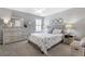 Neutral tone bedroom offering a comfortable bed, a large dresser, and a window with shutter blinds at 2924 Greyhawk Ln, Cumming, GA 30040