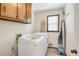 Convenient laundry room with modern washer and dryer units and storage cabinets at 3866 Teresa Sw Ter, Lilburn, GA 30047