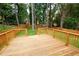 Spacious wooden deck surrounded by a lush, green lawn and tall trees at 5023 Rockborough Trl, Norcross, GA 30071