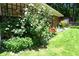 Landscaped exterior view with white flowers, green shrubs, and a partial view of the home at 5152 Suggs St, Powder Springs, GA 30127