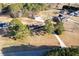 Aerial view of home's setting with a two-car detached garage and a long driveway at 140 Moseley Dr, Stockbridge, GA 30281