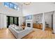 Bright living room featuring high ceilings, fireplace, and a wall of windows at 200 Whispering Pines Dr, Woodstock, GA 30188