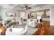Open concept living room and kitchen with coffered ceilings and hardwood floors at 315 Melrose Ave, Decatur, GA 30030