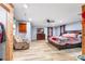 Large main bedroom featuring a ceiling fan, closet, and plush carpeting at 2696 Eldorado Pl, Snellville, GA 30078