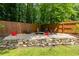Backyard firepit area with stone accents and comfortable seating; perfect for entertaining at 7250 Hunters Branch Dr, Atlanta, GA 30328