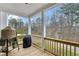 Covered porch with grill and wooded view provides an outdoor space for relaxation and cooking at 2304 Isla Run Run, Woodstock, GA 30188