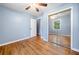 Bedroom featuring a large closet with mirrored doors at 414 Landers Sw Dr, Mableton, GA 30126