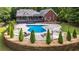 Backyard pool with a patio area, lounge chairs, umbrella, and landscaping at 180 Mountain Path, Rockmart, GA 30153