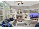 Inviting living room featuring a fireplace, built-in shelving, and ample natural light at 201 Beacon Cv, Canton, GA 30114