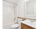 Bathroom featuring a bathtub, shower, vanity, and mosaic tile at 6230 Lillie Ln, Cumming, GA 30040