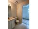 Neutral-toned bathroom featuring neutral-toned cabinets, a commode and a view of a closet at 2915 Camelot Woods Dr, Lawrenceville, GA 30044