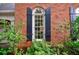 Close-up of brick wall with black shutters highlighting architectural detail and design at 663 Clifton Ne Rd, Atlanta, GA 30307