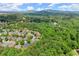 Aerial view of a residential area surrounded by lush forest and distant mountains at 4896 Locklear Way, Marietta, GA 30066