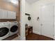 Laundry room featuring modern appliances, white cabinets, and hardwood floors near the entry at 4896 Locklear Way, Marietta, GA 30066