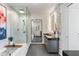 Contemporary primary bath with a soaking tub, glass shower, and sleek vanity at 45 Ivan Allen Jr Nw Blvd # 2505, Atlanta, GA 30308